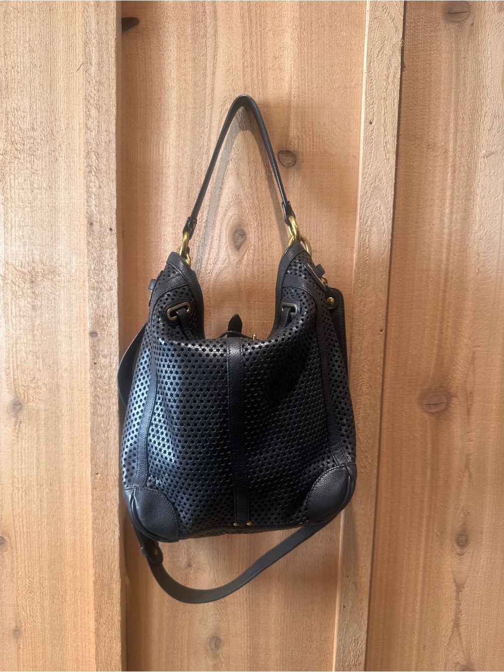 Jerome Dreyfuss Tanguy Black Perforated Leather Shoulder Crossbody Bag - Picture 2 of 15